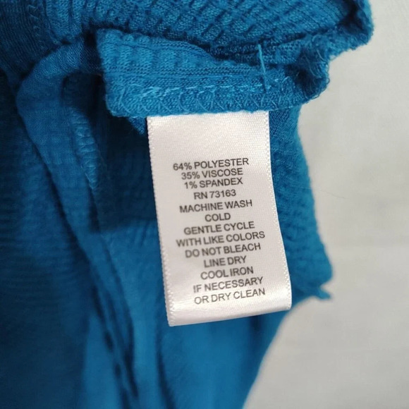 Melissa Paige Blue Texture Tank Tunic Top Women Size M Asymmetric Hem Sleeveless - Picture 6 of 7